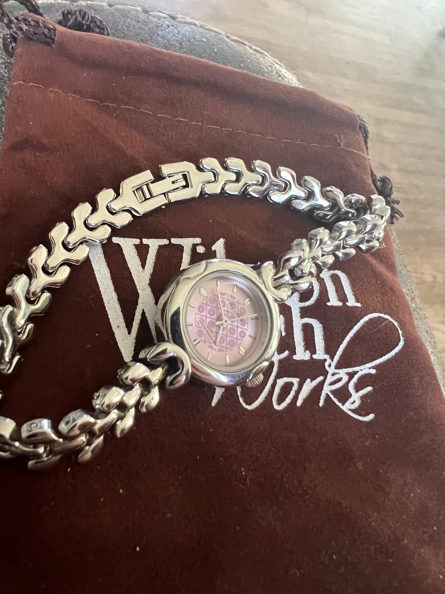 Dainty Ladies Mia Bella pink dial watch