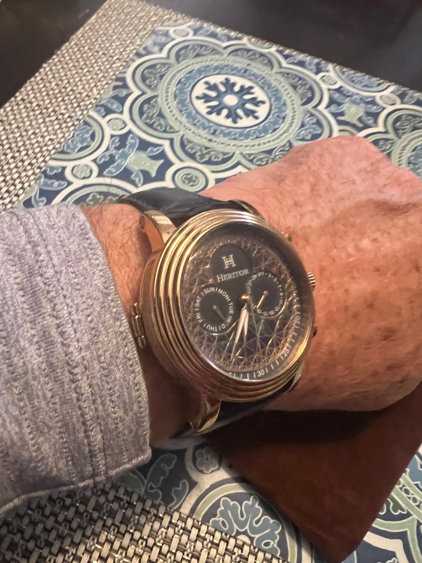 Men’s Heritor Aura automatic watch hidden display back