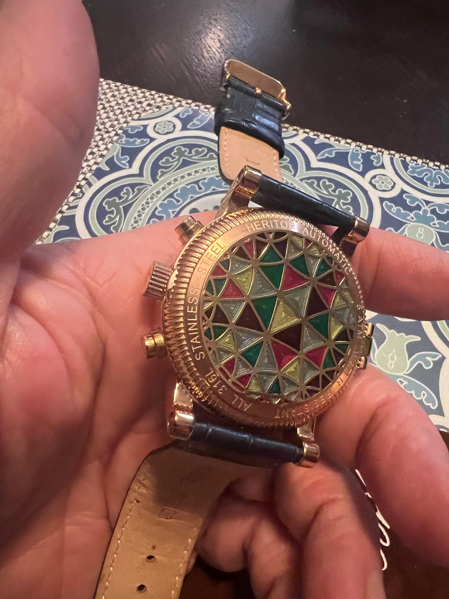 Men’s Heritor Aura automatic watch hidden display back