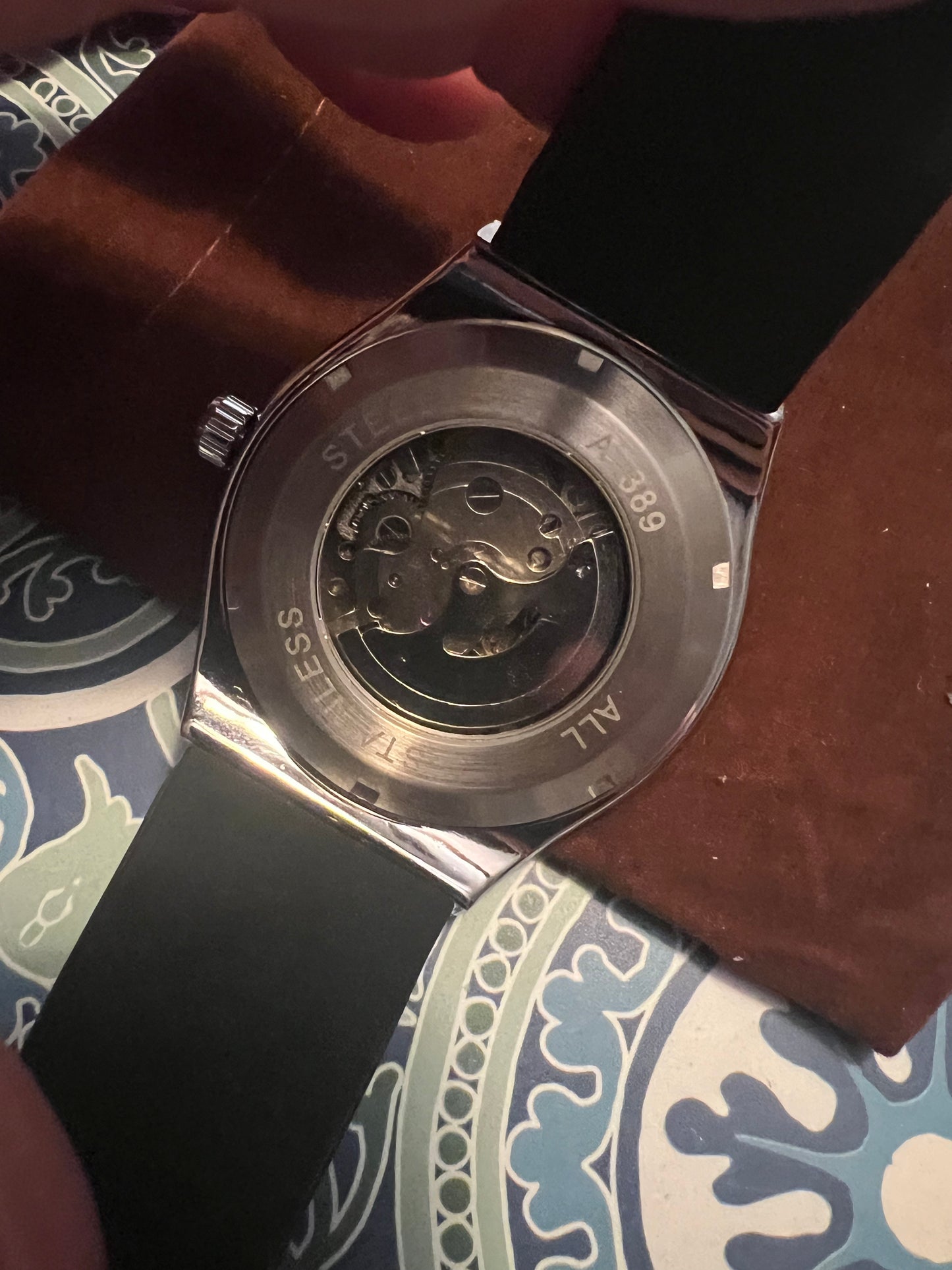 Men’s Forsinning A:389 automatic watch, glass back. Unworn condition