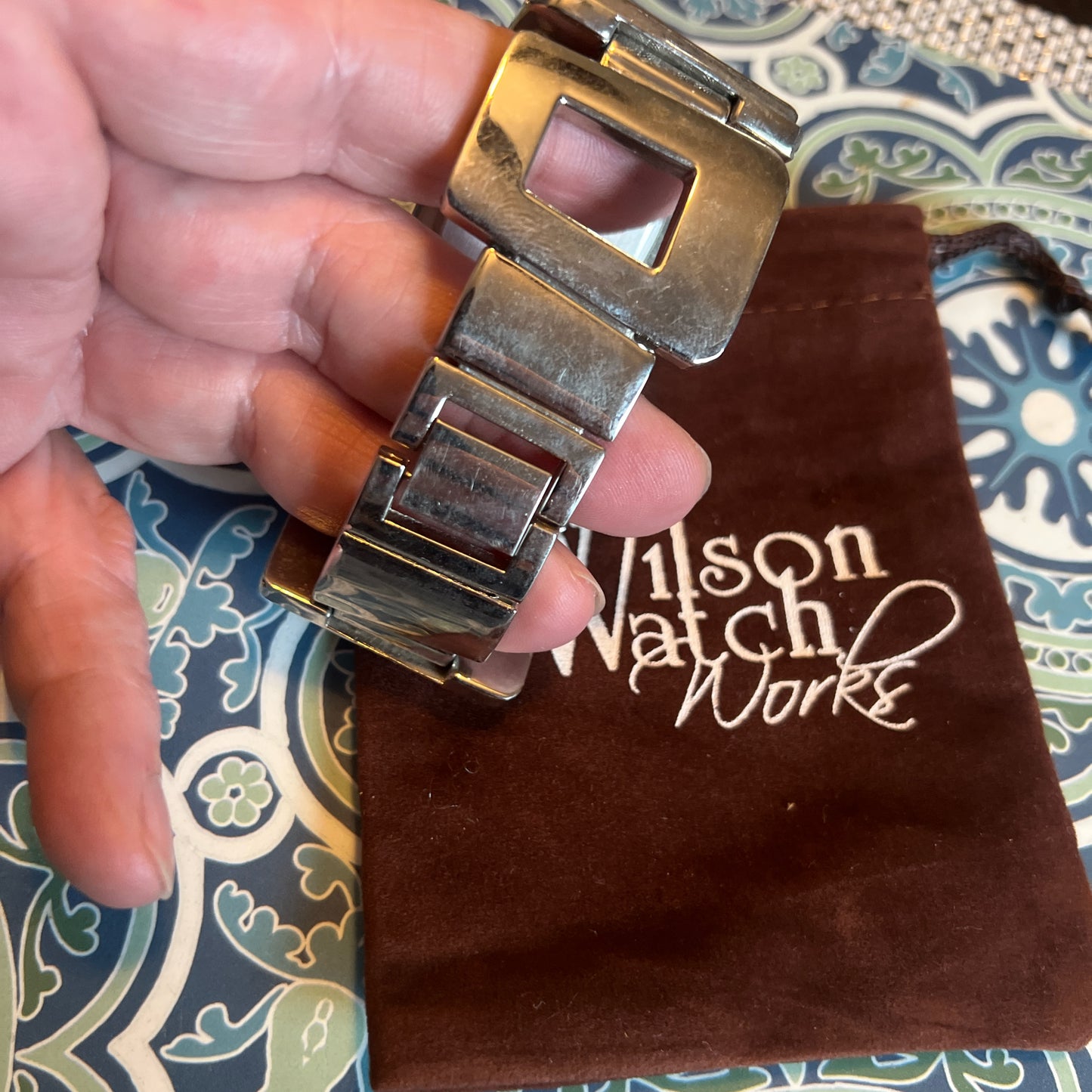 Chunky ladies watch with wood accents