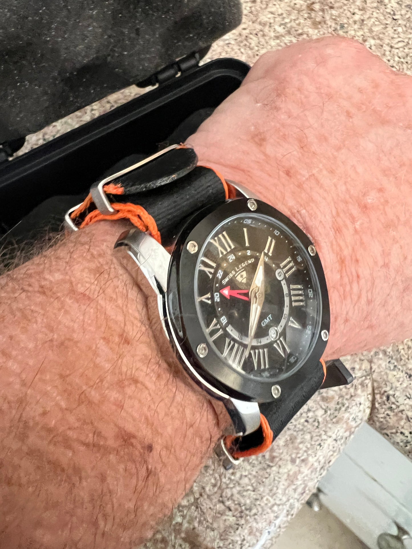 Men’s Swiss Legend Traveller GMT watch large dial. Swiss made