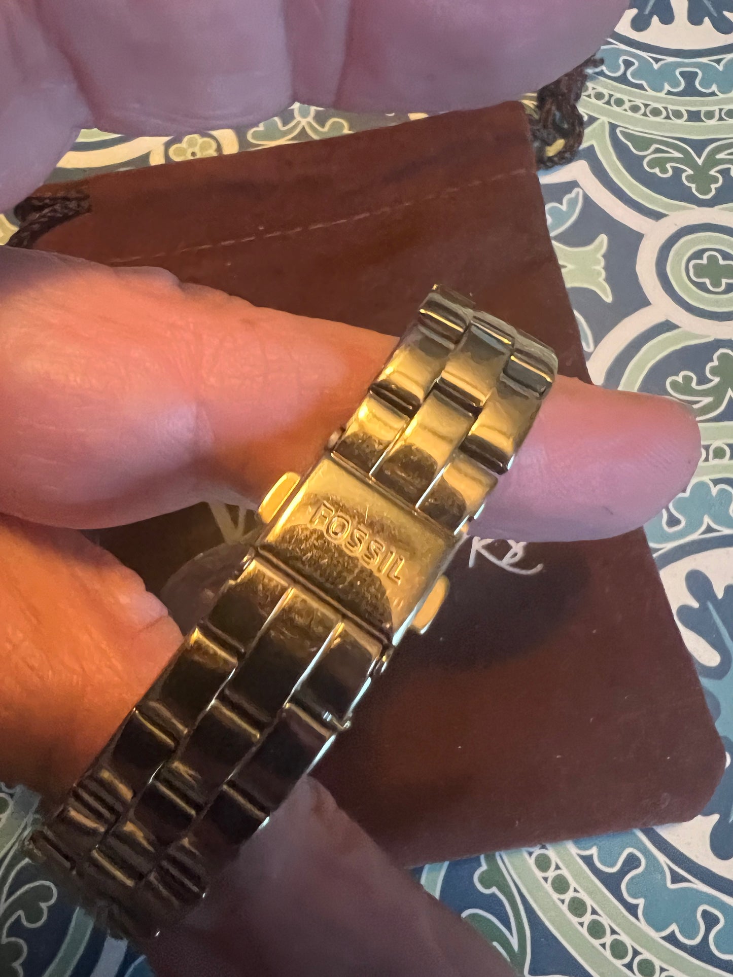 Gold Tone Fossil BQ1571 Water Resistant 5 ATM S/s Quartz Women's Watch b6