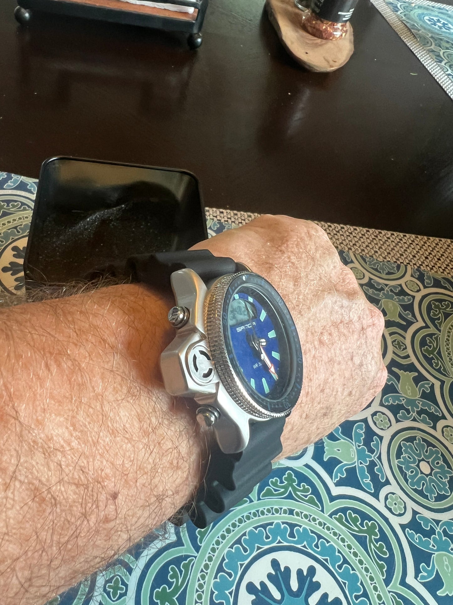 Sanda Men’s digi-analog blue dial sport watch