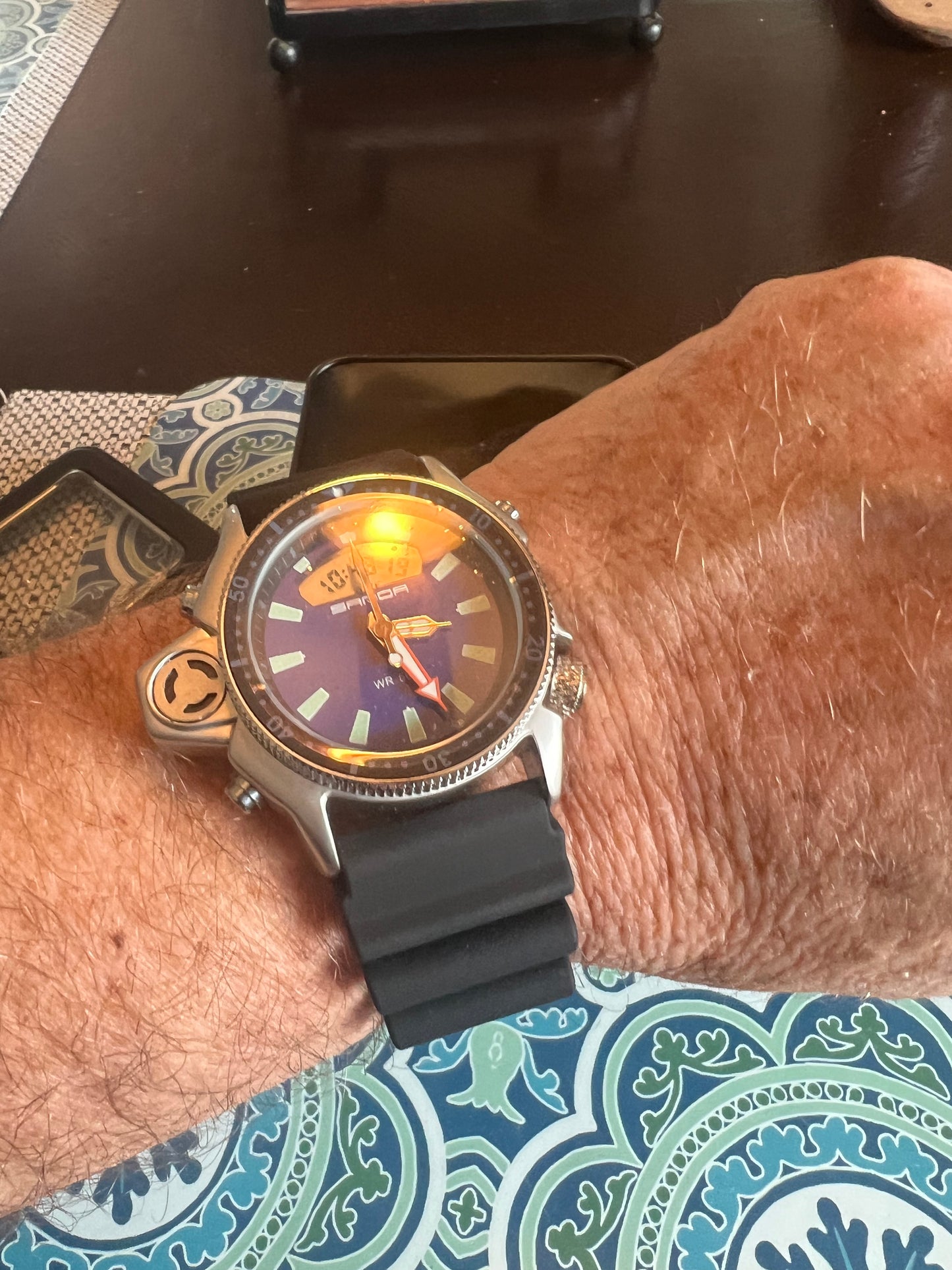 Sanda Men’s digi-analog blue dial sport watch