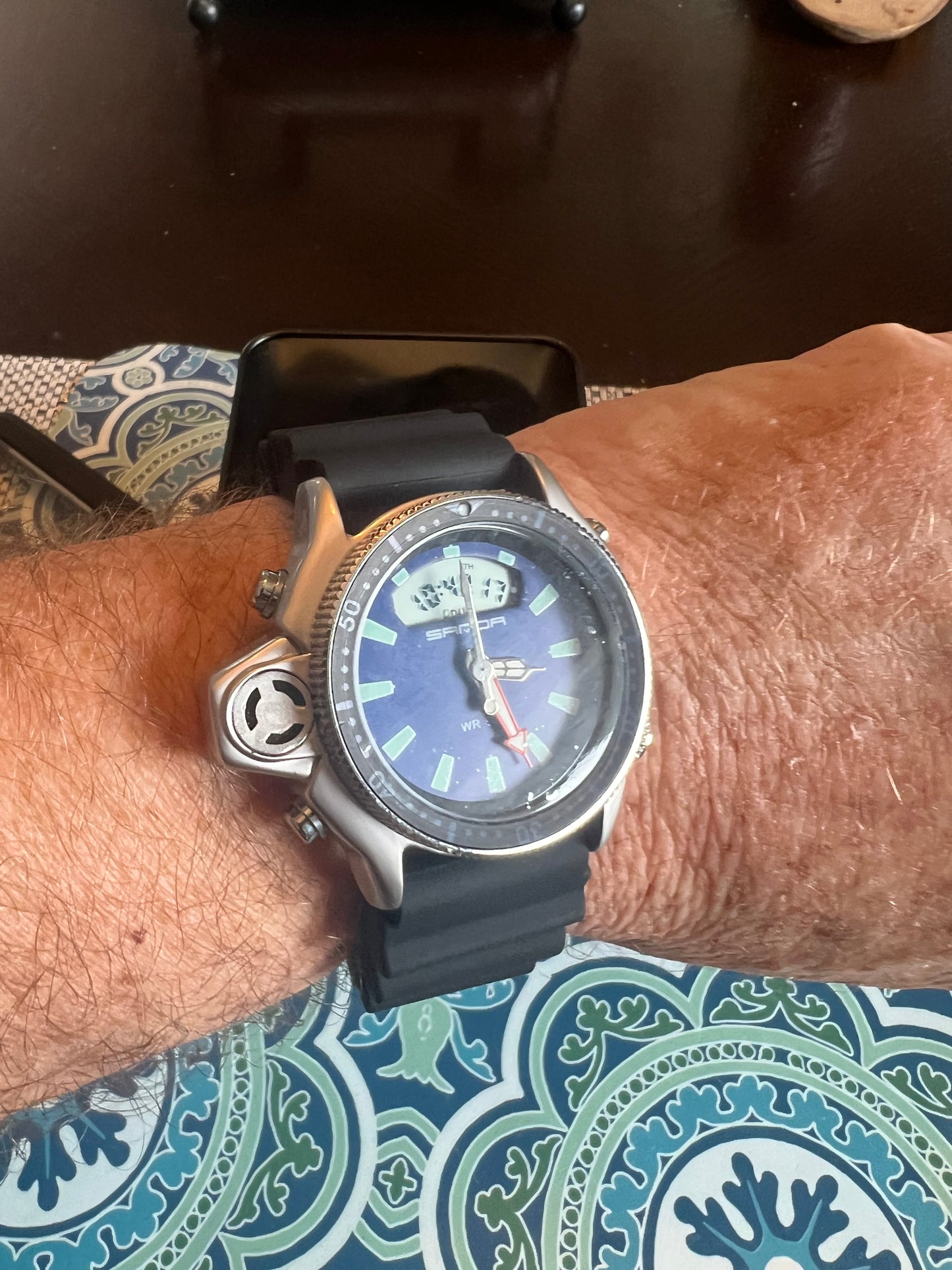 Sanda Men’s digi-analog blue dial sport watch