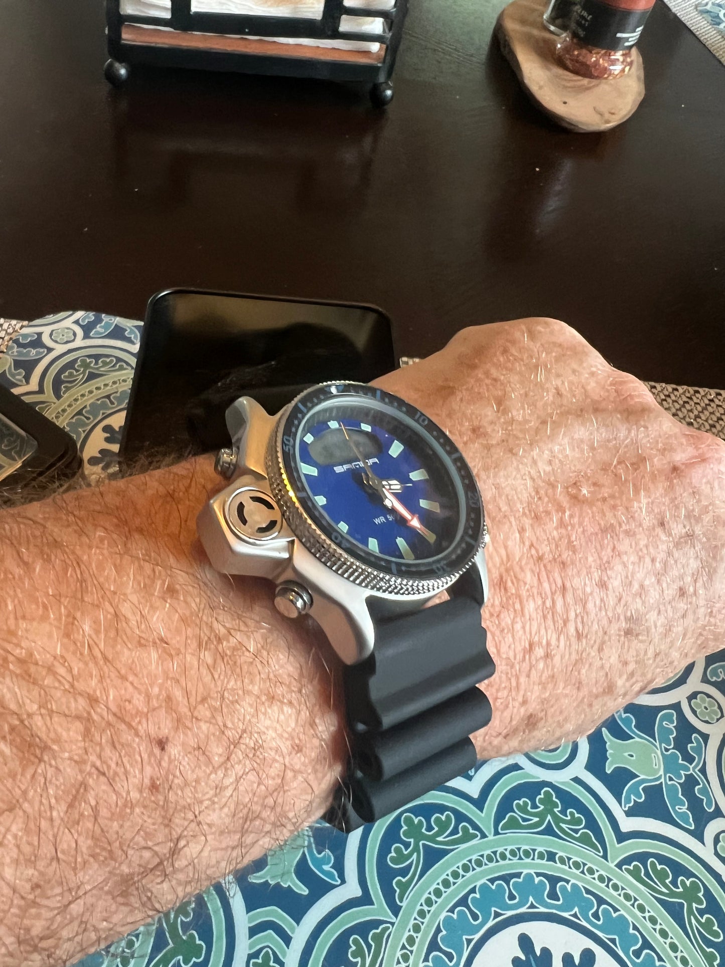 Sanda Men’s digi-analog blue dial sport watch