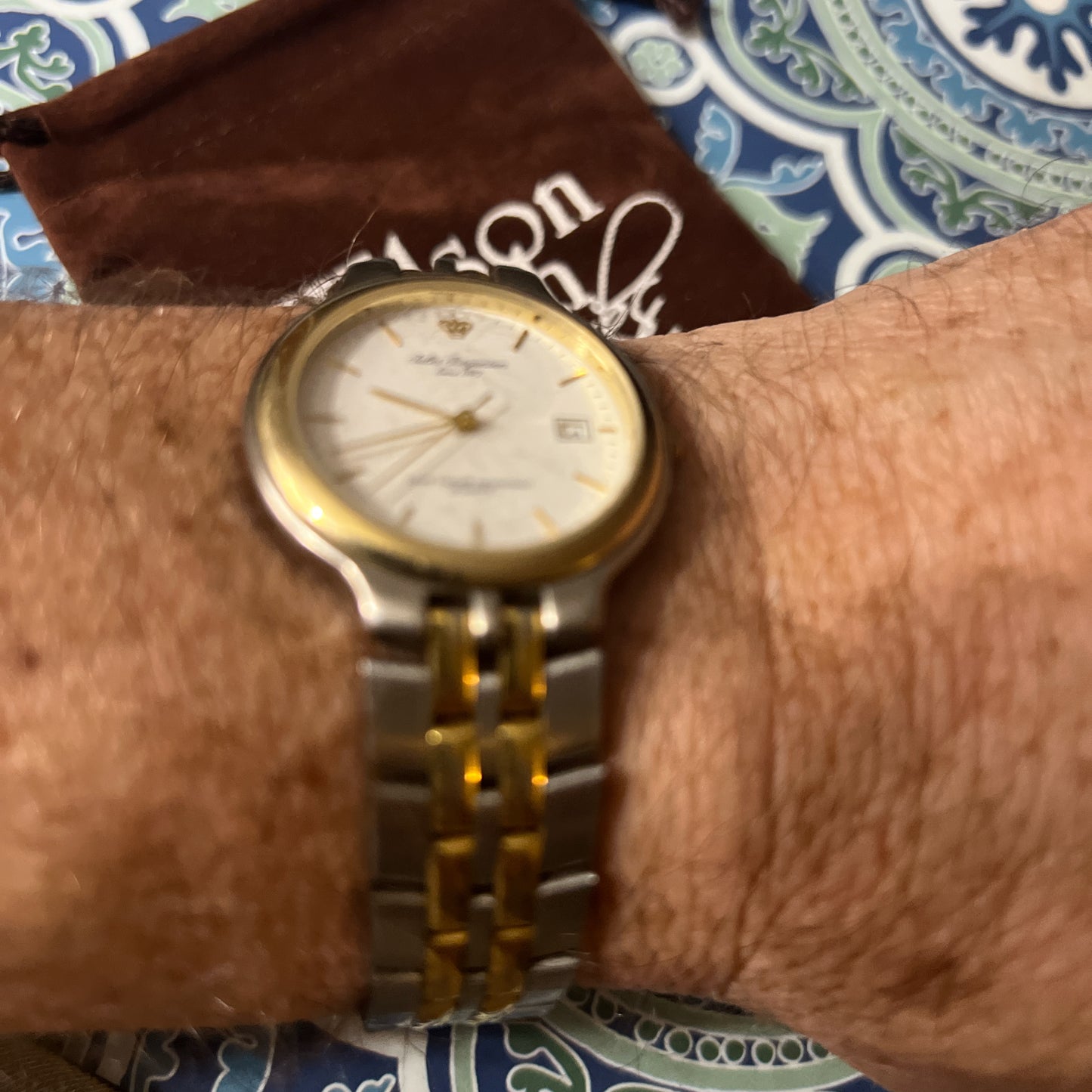 Vintage men’s Jules Jurgenson gold/Silver tone watch 1980’s