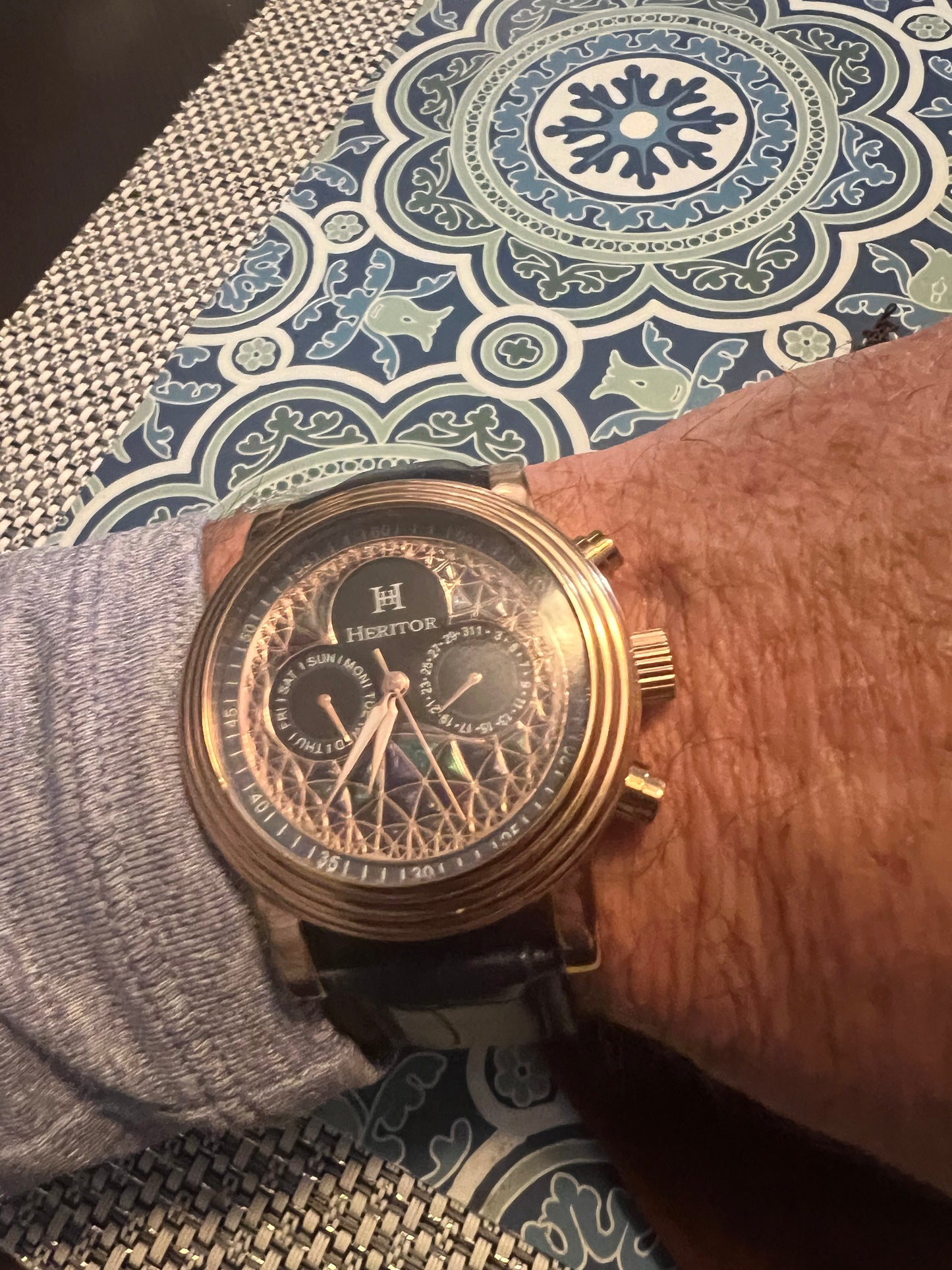 Men’s Heritor Aura automatic watch hidden display back