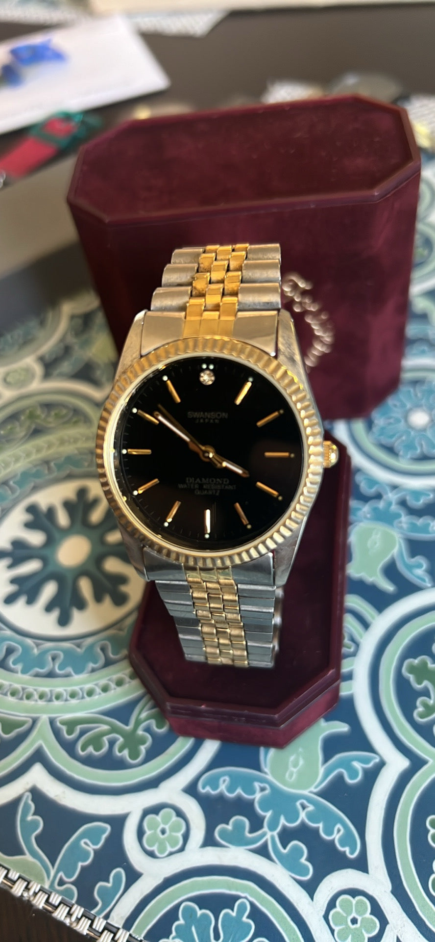 Men’s vintage Swanson Diamond 2 tone watch