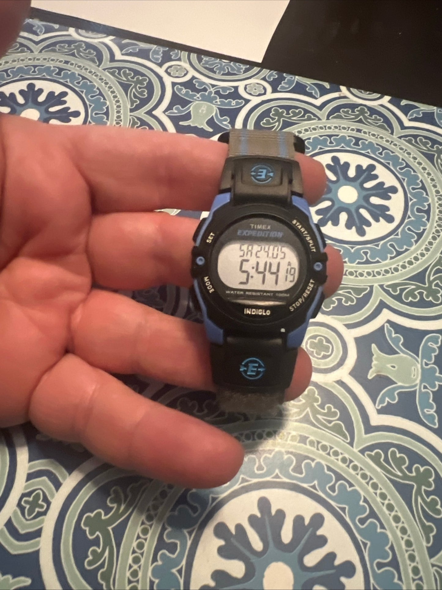 Timex Expedition Watch Vintage 90’s 34mm Blue Gray Nylon Mint. B6