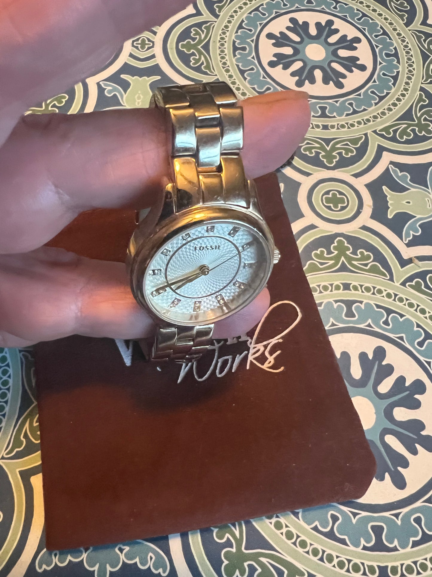 Gold Tone Fossil BQ1571 Water Resistant 5 ATM S/s Quartz Women's Watch b6