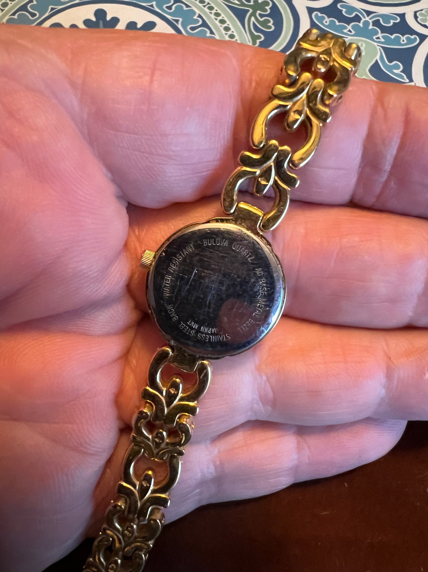 Ladies vintage Bulova gold tone diamond accent dainty watch b6