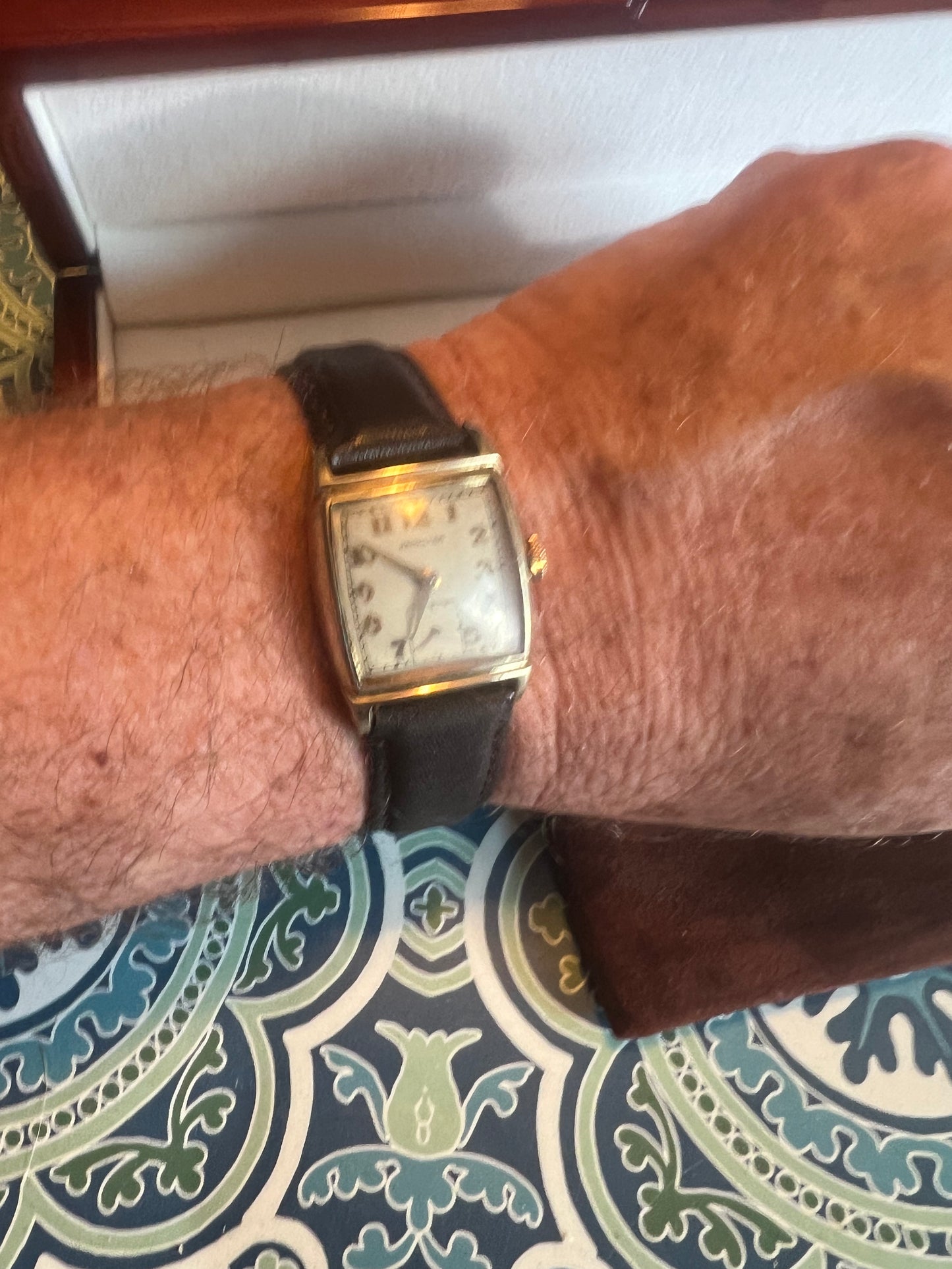 1940’s Hamilton Forbes 14K Gold Filled Tank Watch- 747 Runs Great B6