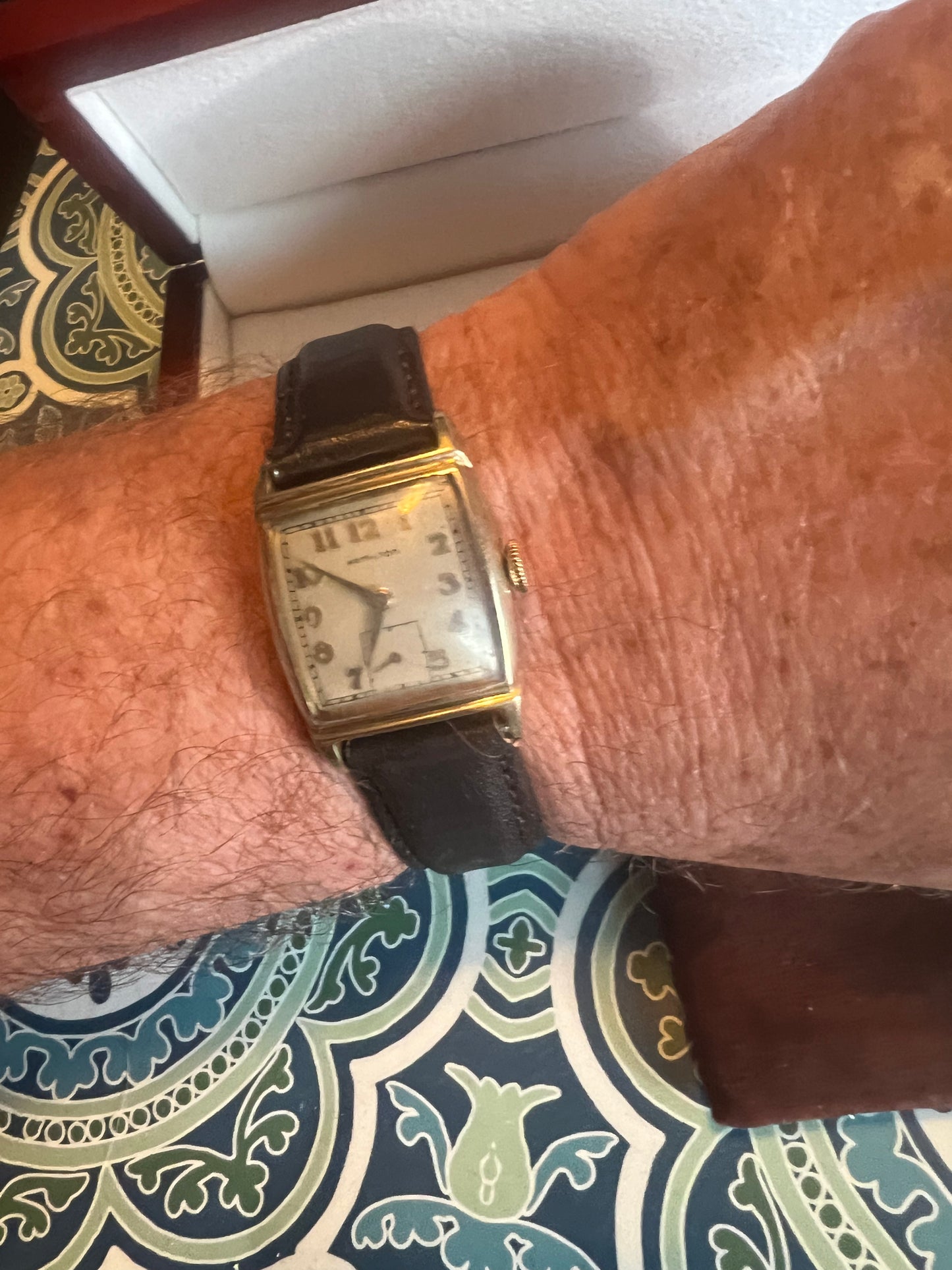 1940’s Hamilton Forbes 14K Gold Filled Tank Watch- 747 Runs Great B6