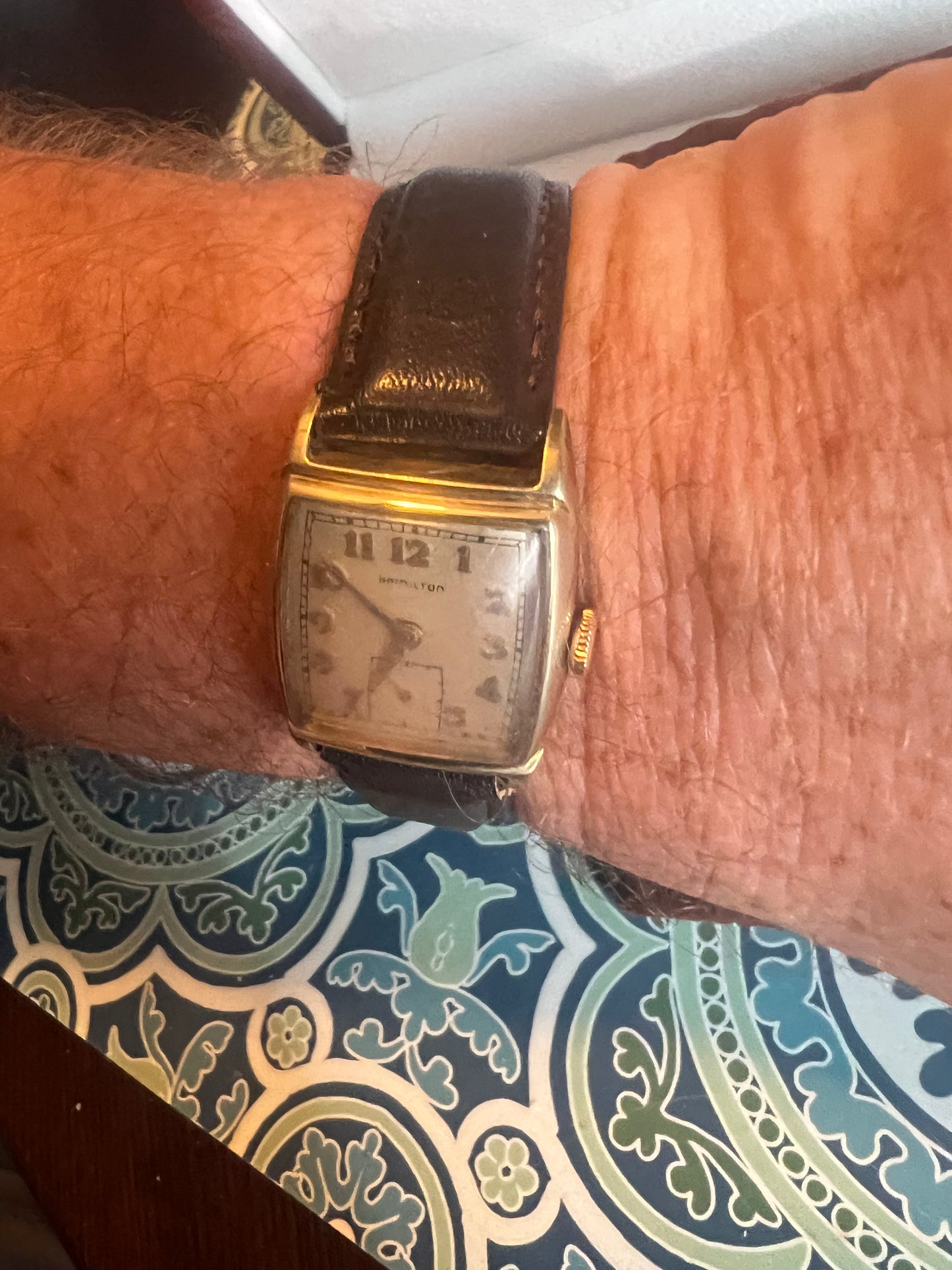 1940’s Hamilton Forbes 14K Gold Filled Tank Watch- 747 Runs Great B6