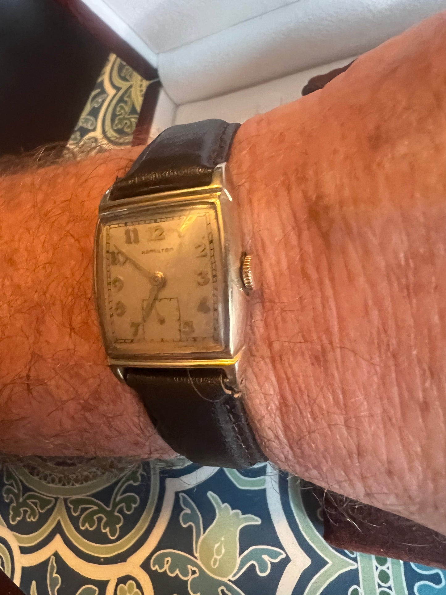 1940’s Hamilton Forbes 14K Gold Filled Tank Watch- 747 Runs Great B6