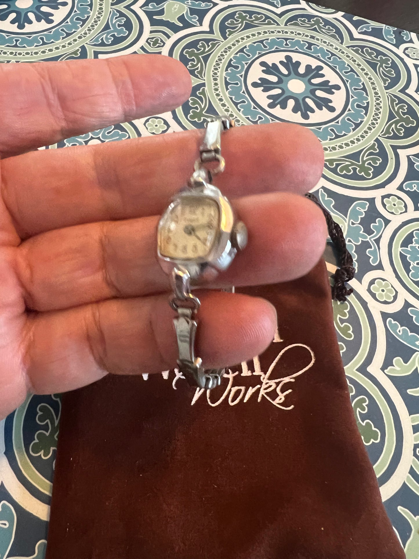 Timex 1968 dainty silver tone tiny winding watch B8